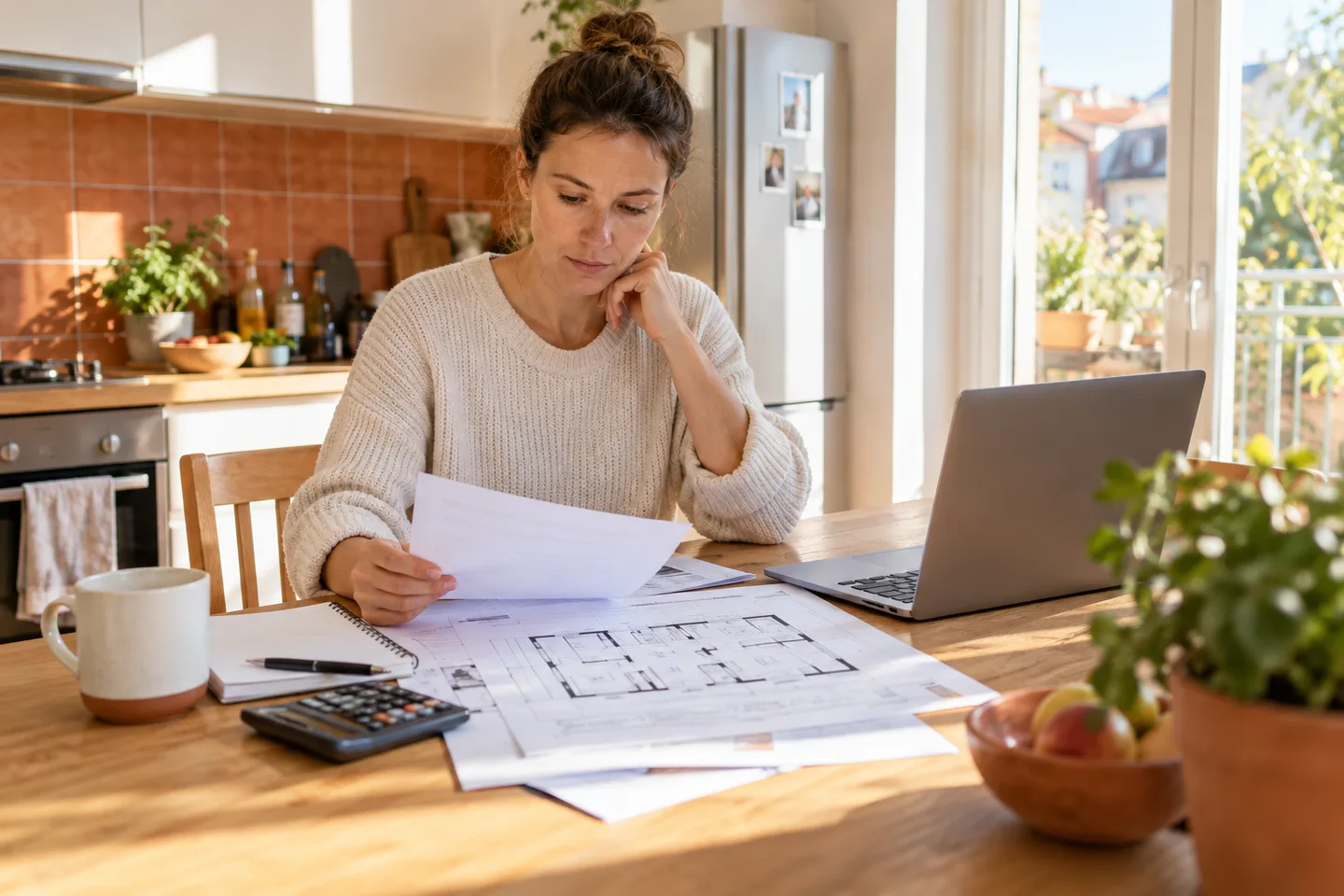 Baufinanzierung ohne Ehepartner – Eine Person prüft die Finanzierung ihrer eigenen Wohnung. Können Verheiratete eine Baufinanzierung allein aufnehmen? Unterschiede zwischen Eigentum, Darlehensvertrag und Unterschriften für Sicherheiten. Baufinanzierung ohne Ehepartner: Eine Person prüft die Finanzierung ihrer eigenen Wohnung.