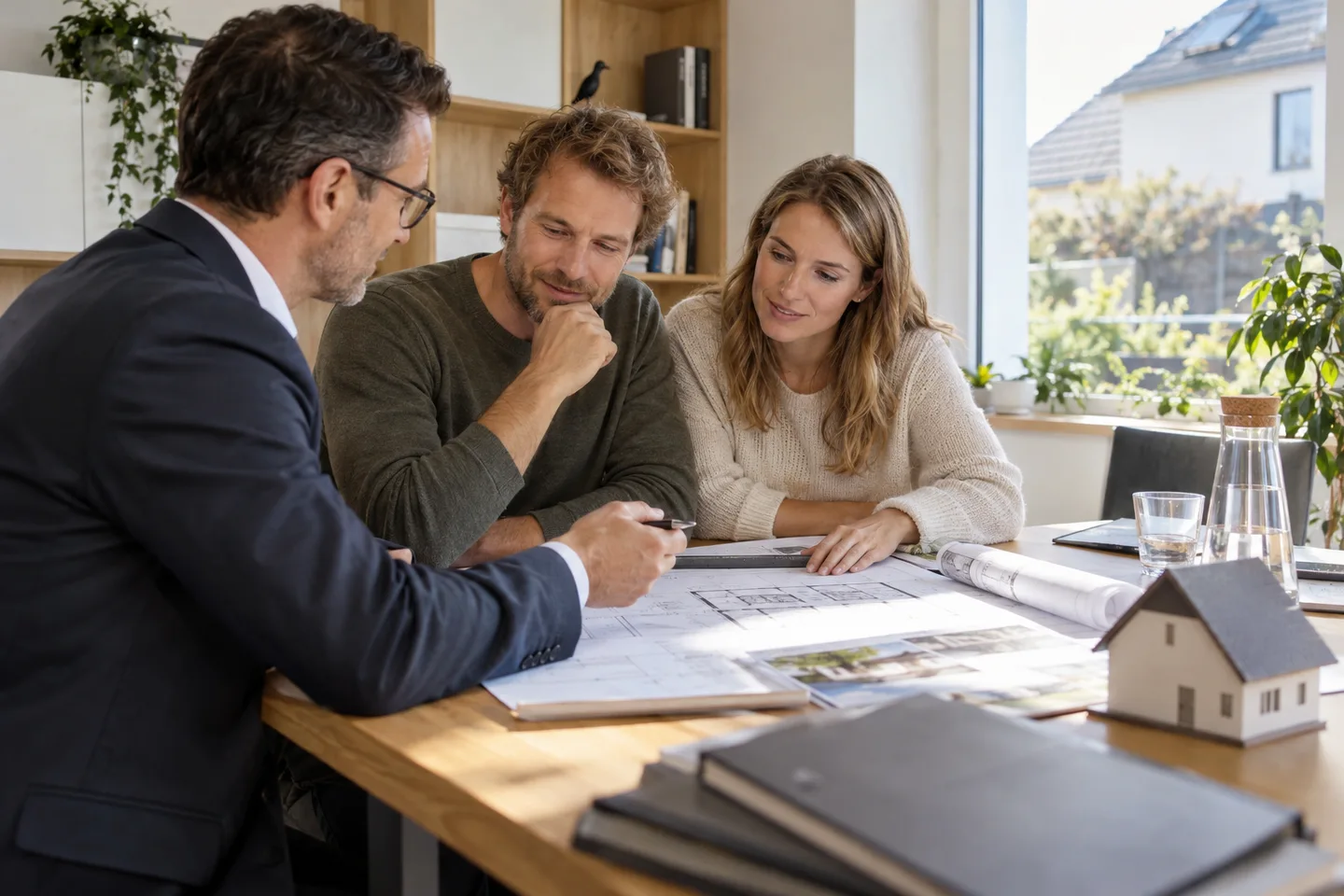 Degussa Bank Baufinanzierung: Ein Beratungsgespräch zur Finanzierung einer Wohnimmobilie.